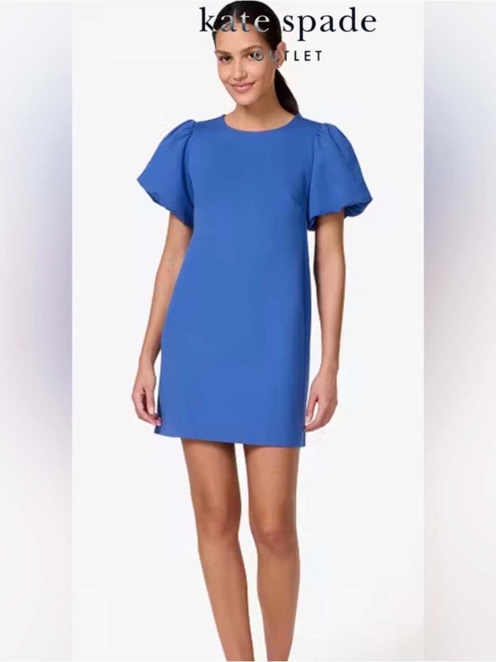 kate spade cobalt blue puff-sleeve mini dress - SIZE LARGE